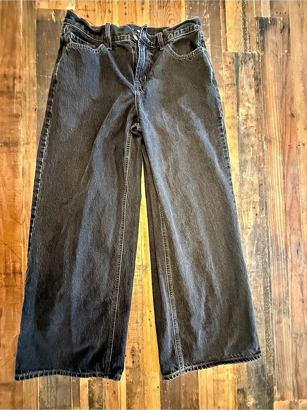 Old Navy Wowbaggy Wide Leg Jeans Black Waist 6